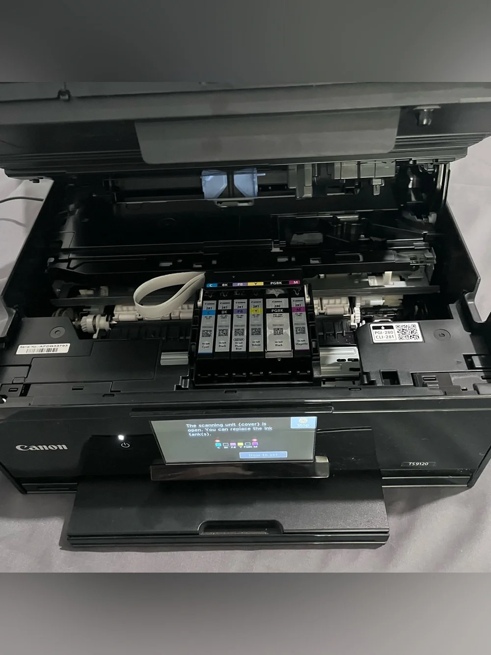 Canon TS9120 PIXMA Wireless Photo Printer Works For Parts Not Serviced Ink Low